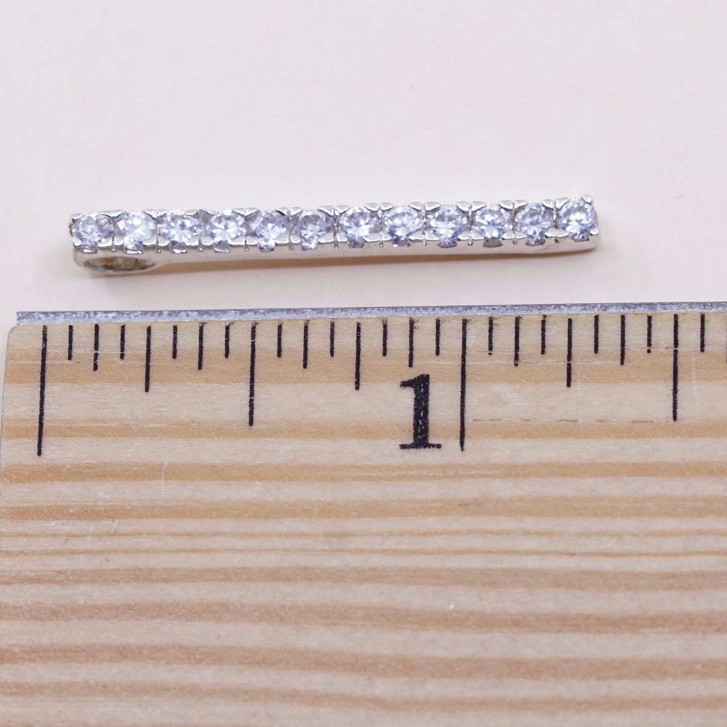 Vintage sterling silver cz crystal pendant, 925 pendant