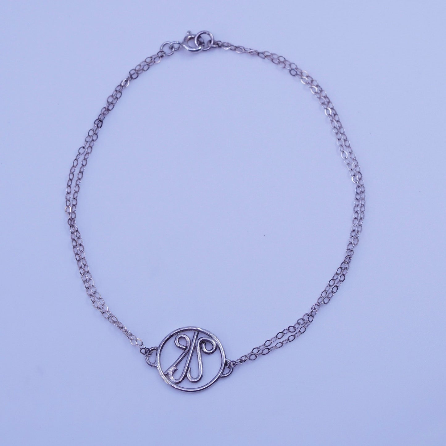 8.75”, Italy Sterling 925 silver handmade bracelet, flatten oval chain charm