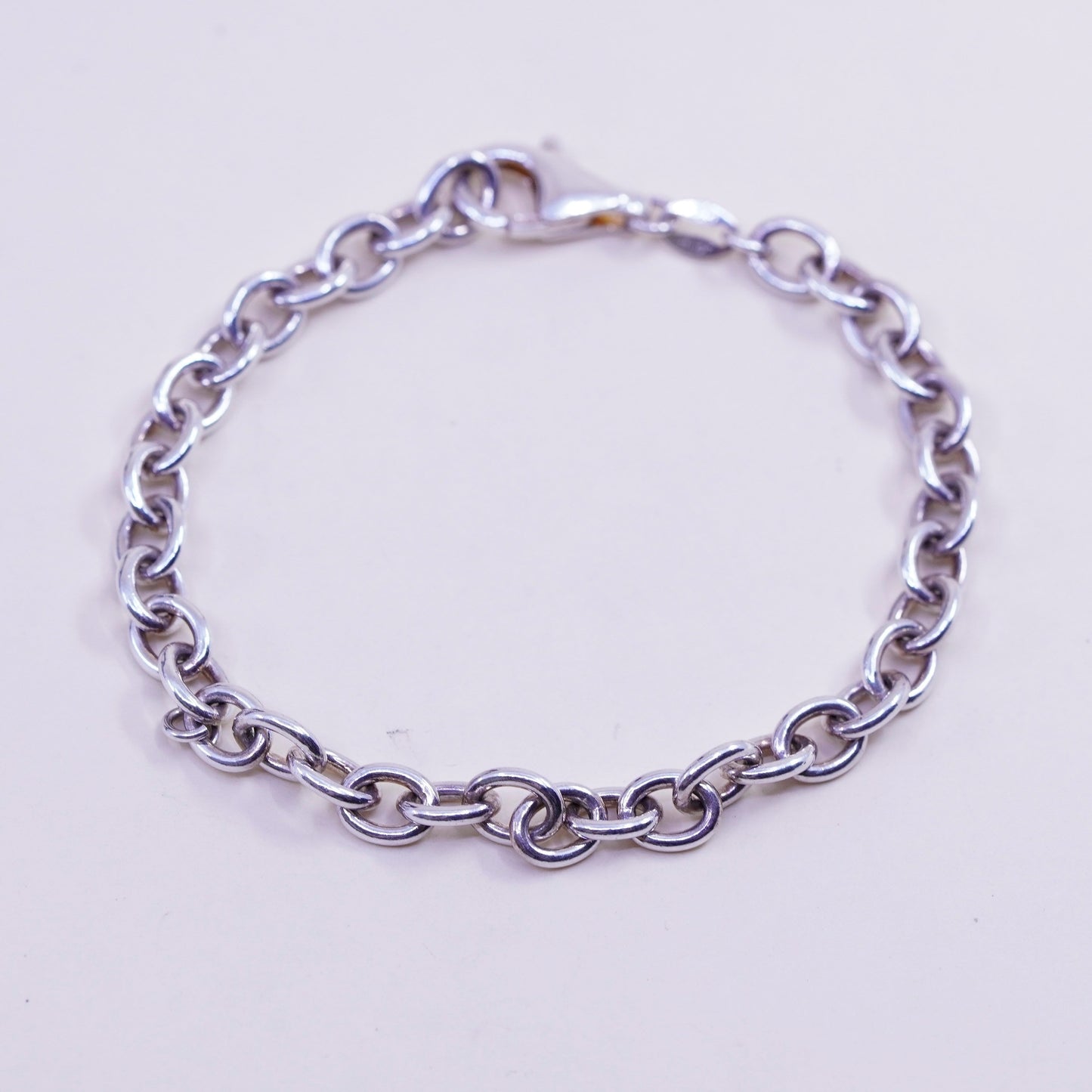 7.5”, 6mm, Vintage sterling 925 silver textured oval link chain