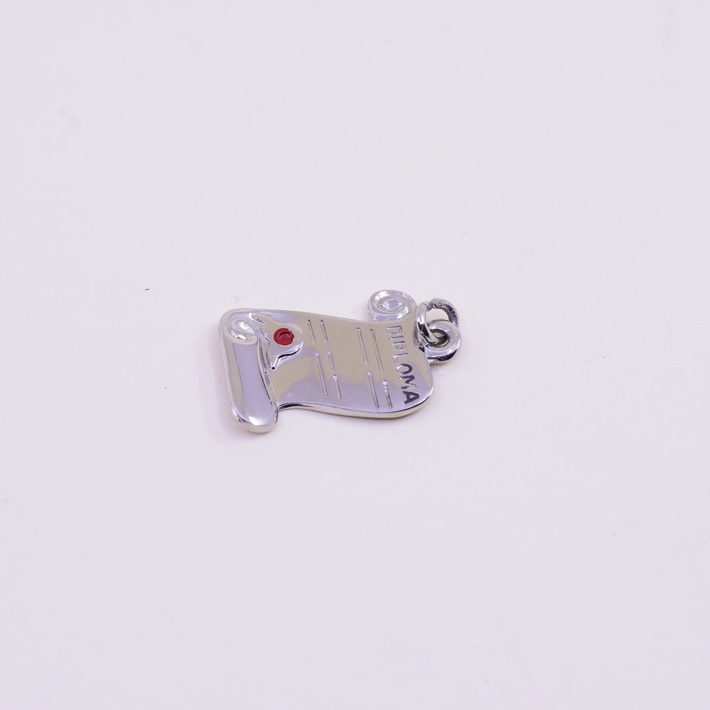 Vintage sterling silver graduation pendant, 925 diploma tag charm