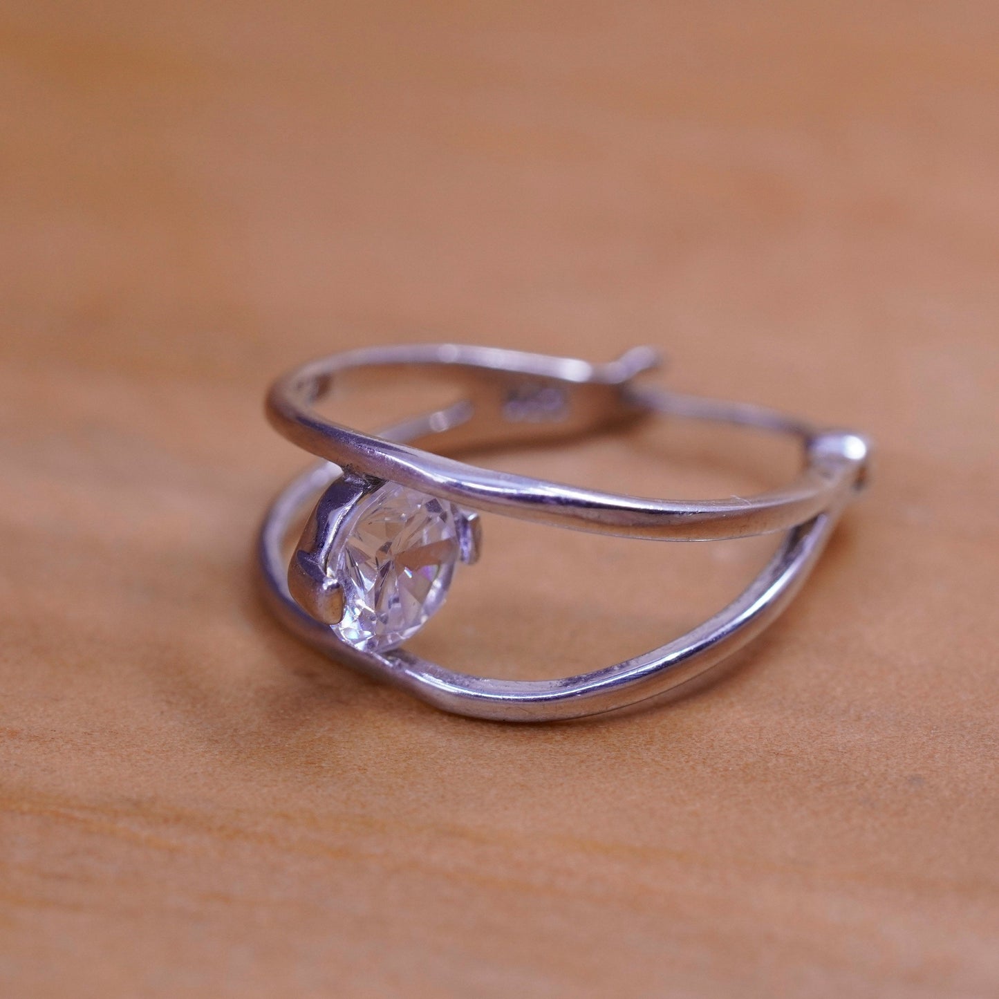 0.75”, Vintage Sterling silver earrings, 925 hoops with cz