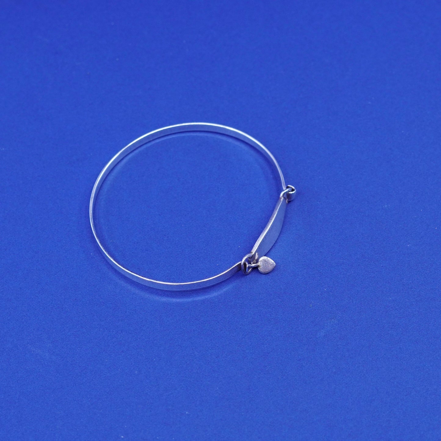 7.5“, vintage Sterling silver handmade bracelet, 925 bangle with blank disc