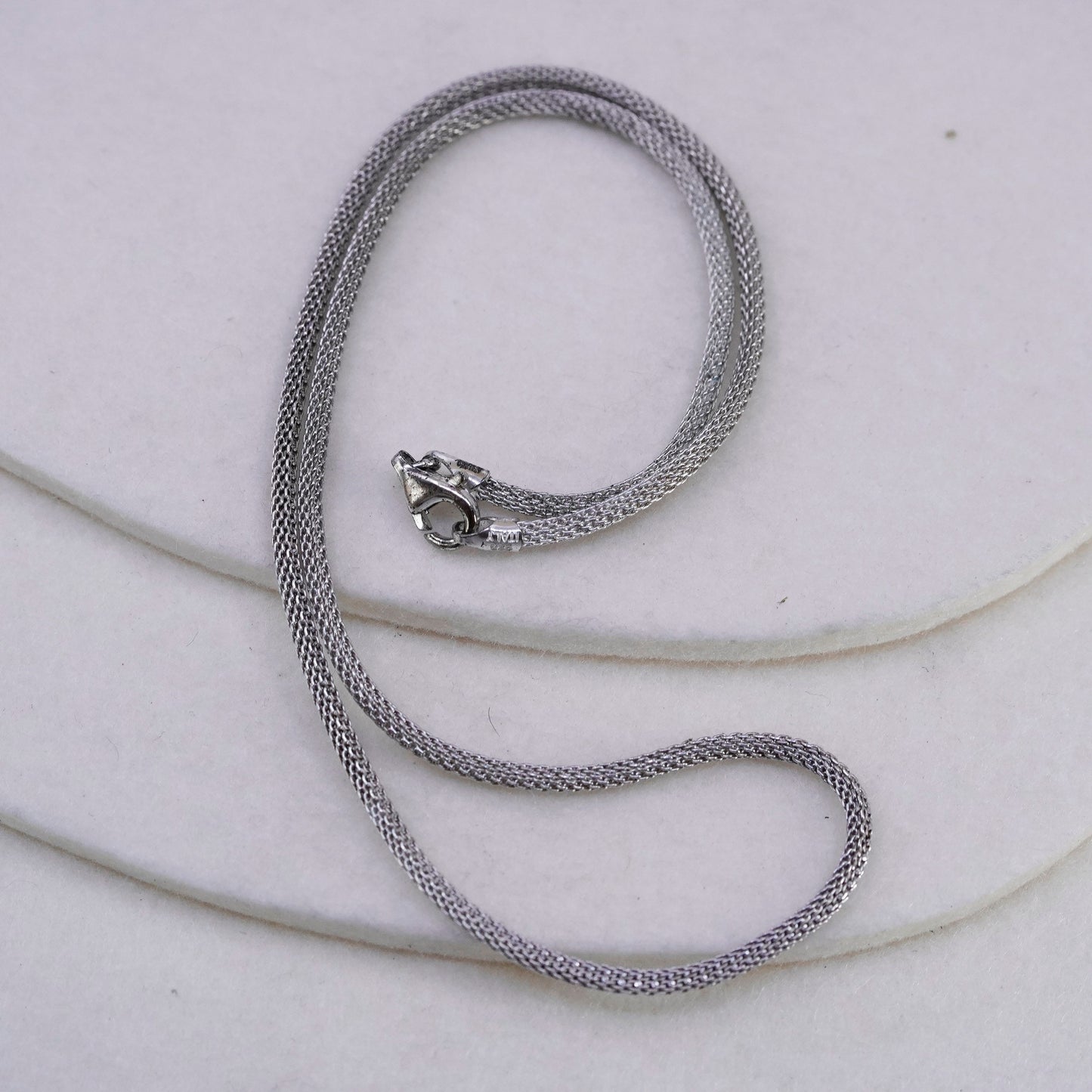 18” 3mm,, vintage Sterling 925 silver handmade mesh chain necklace