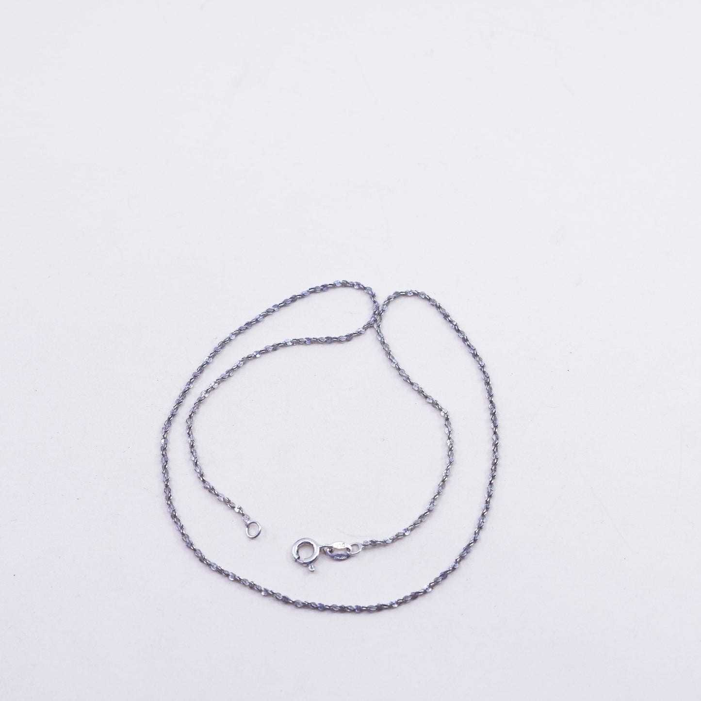 16”, 1mm, Vintage sterling silver Italy 925 twisted s link chain, necklace