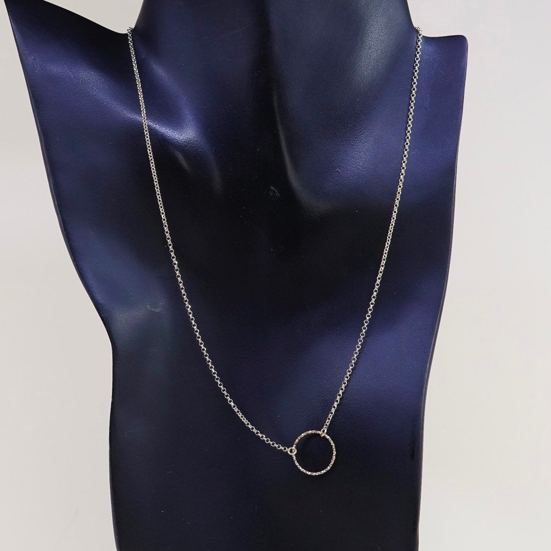 16"+2”, 1mm, gold sterling silver necklace, 925 circle chain w/ circle pendant