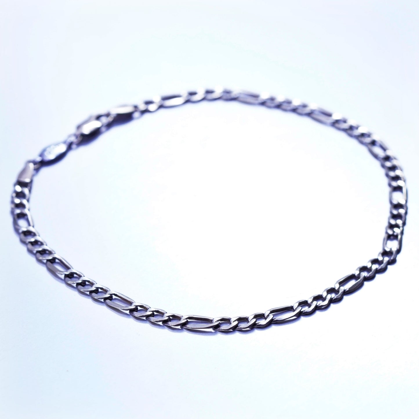 10.5”, Piercing Pagoda 2/25 14K gold Sterling 925 silver figaro bracelet anklet