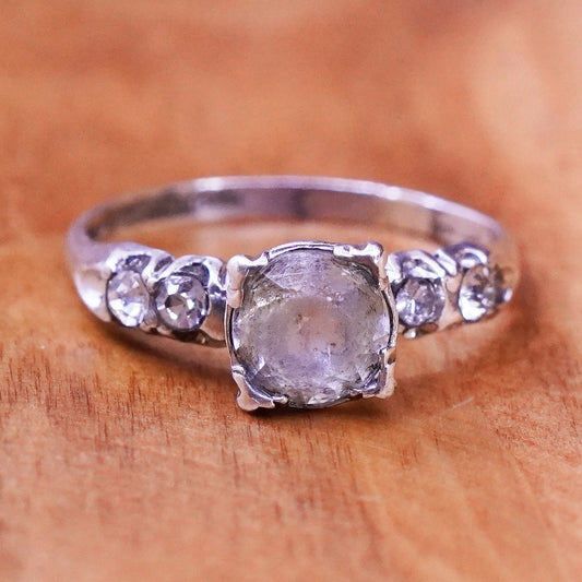 Size 6.25, vintage Sterling 925 silver ring with cz