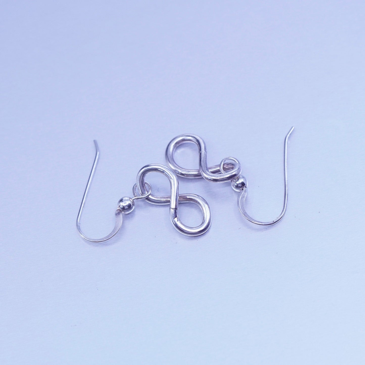 Vintage Sterling 925 silver handmade infinity earrings