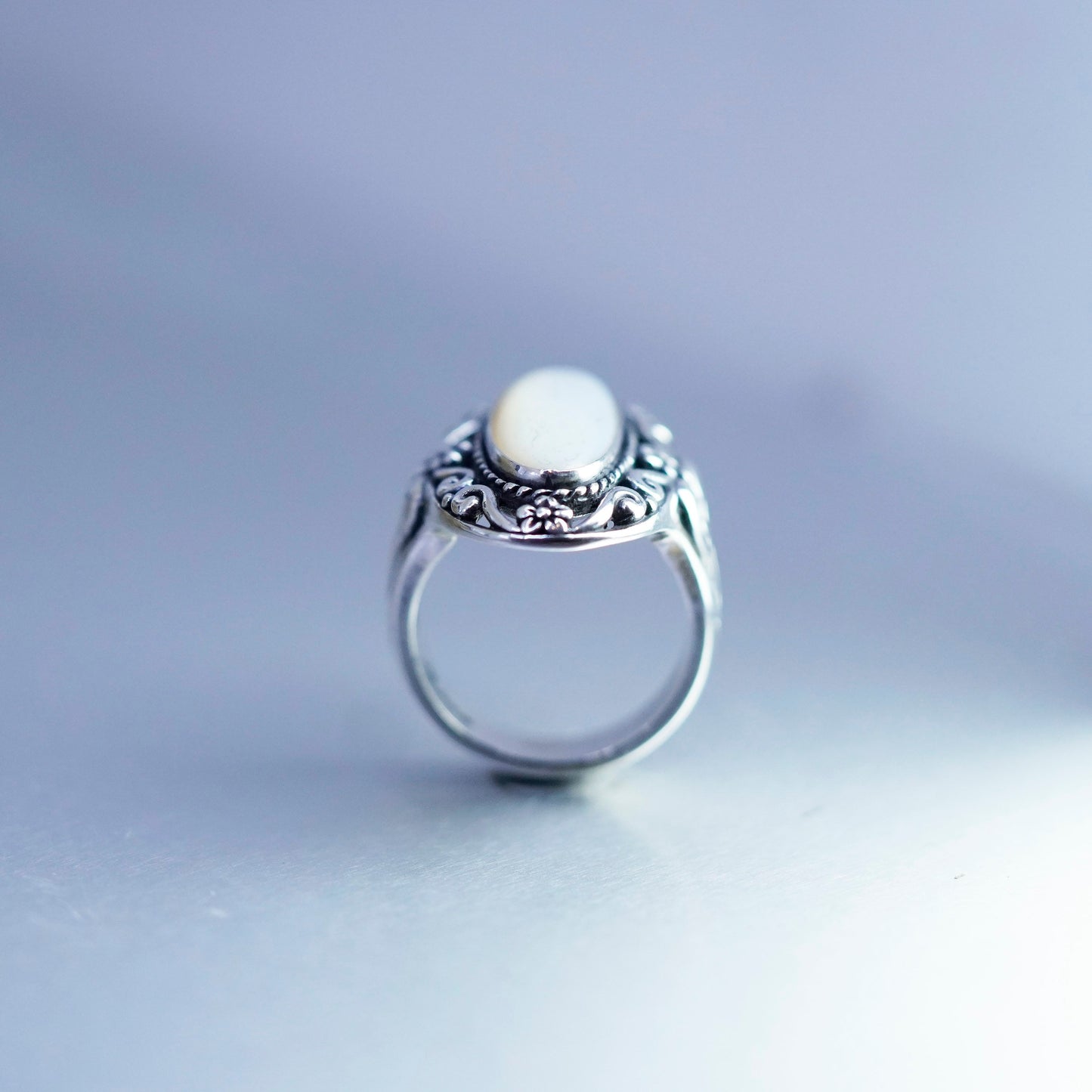 Size 7, CAROLYN POLLACK RELIOS Sterling 925 silver ring white moonstone