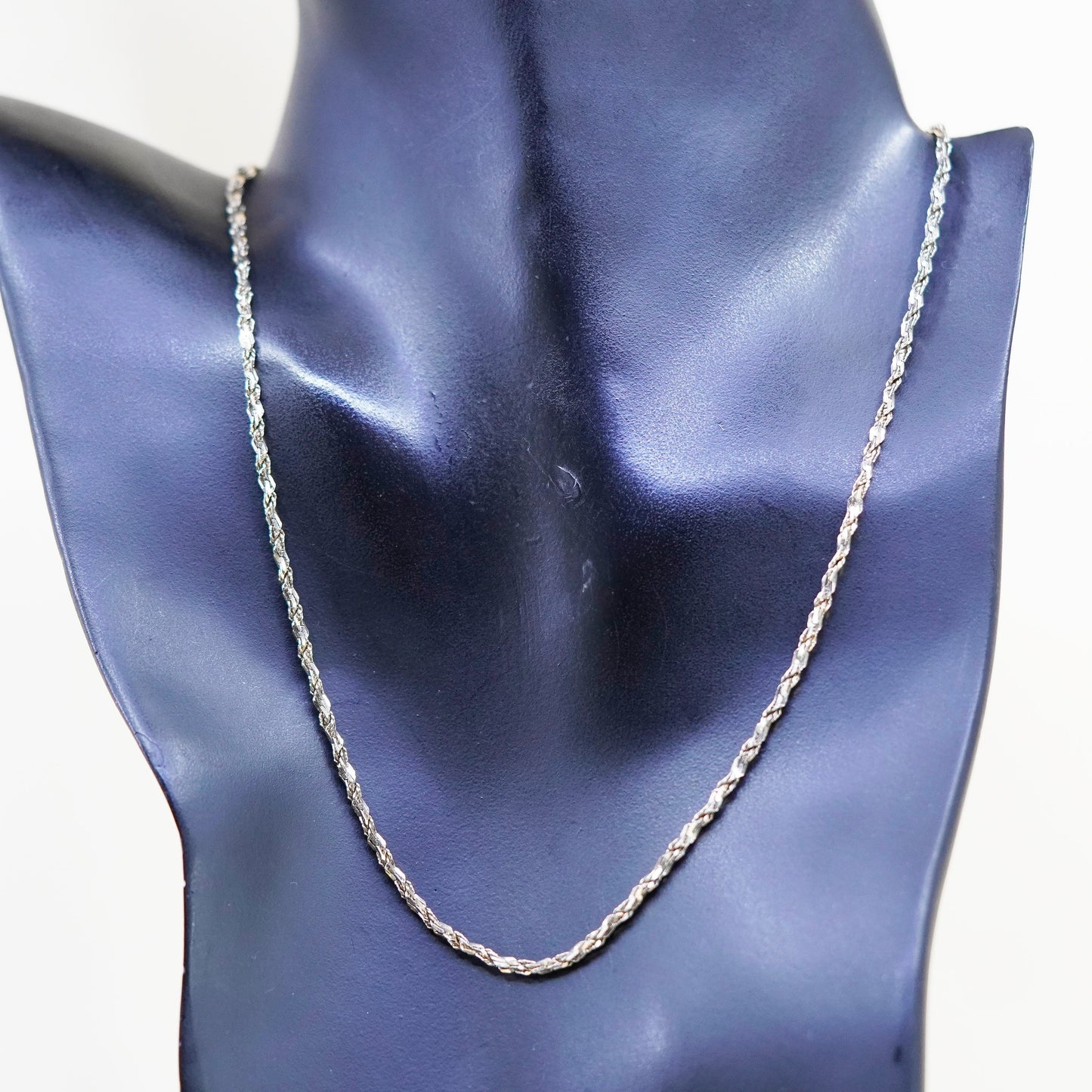 18”, 2mm, vintage Sterling silver necklace, 925 twisted rope chain