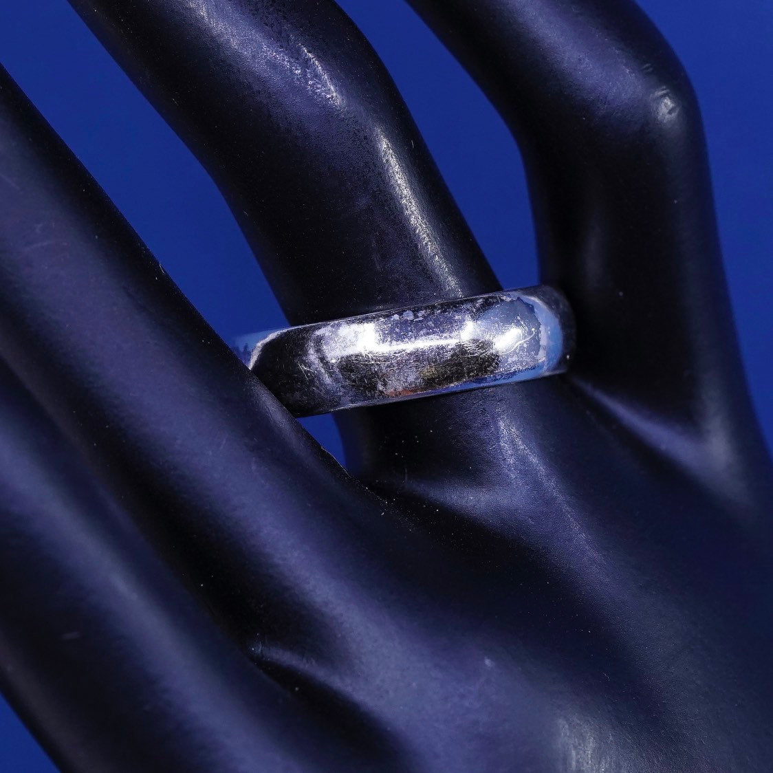 sz 12, vtg Sterling silver handmade ring, 925 wedding band, stamped 925