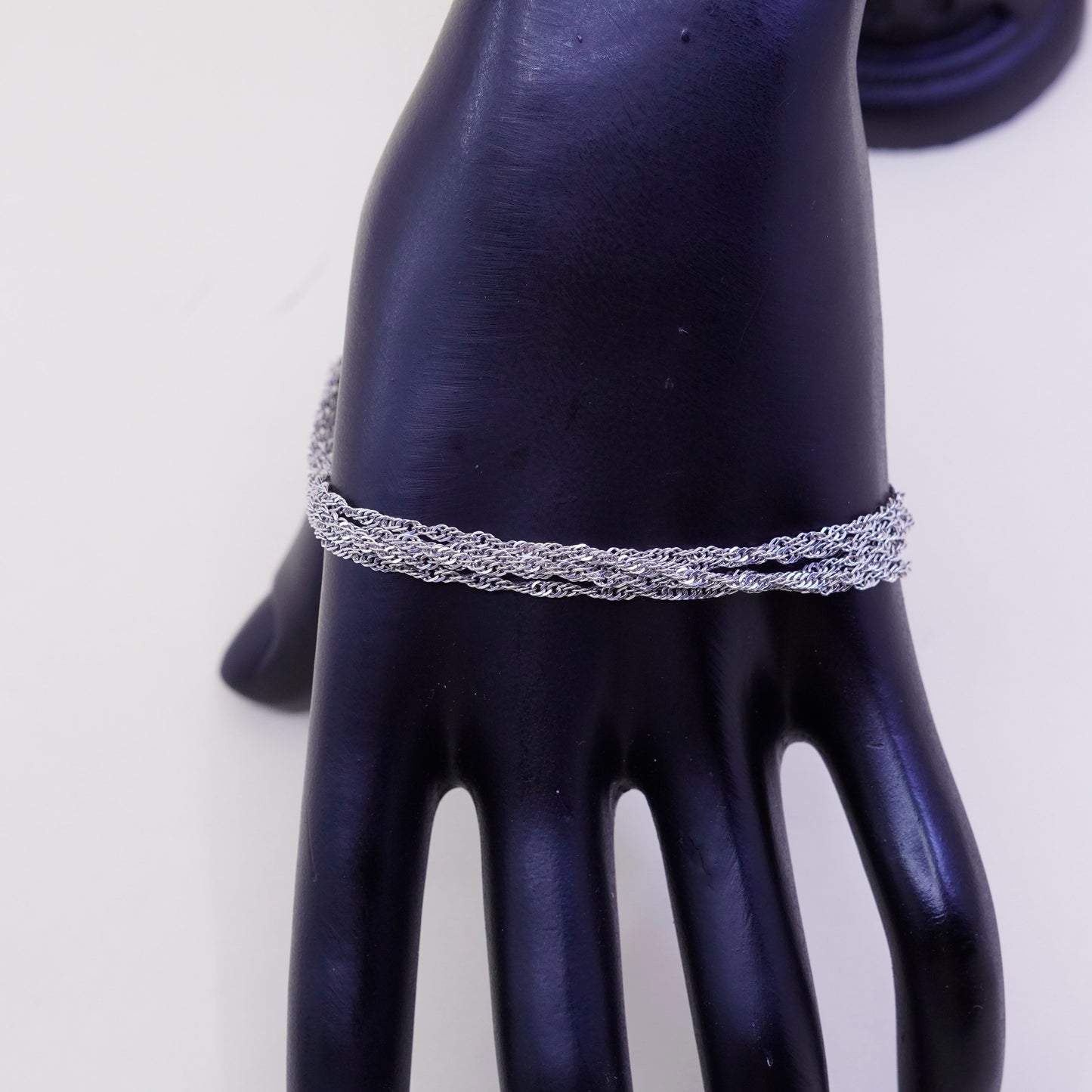 8”, JCM italy multi strands sterling silver bracelet, 925 twisted curb links