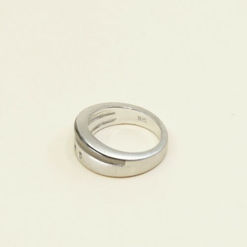 Sz 5, Vtg Sterling Ring, 925 Silver Handmade Ring W/ CZ, Modernist, Simple