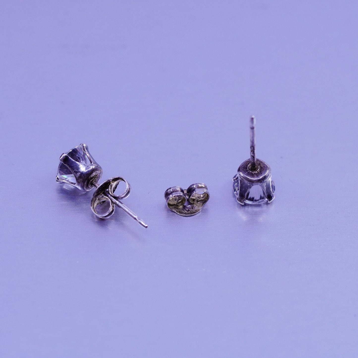 Vintage Sterling 925 silver earrings, studs with cz inlay
