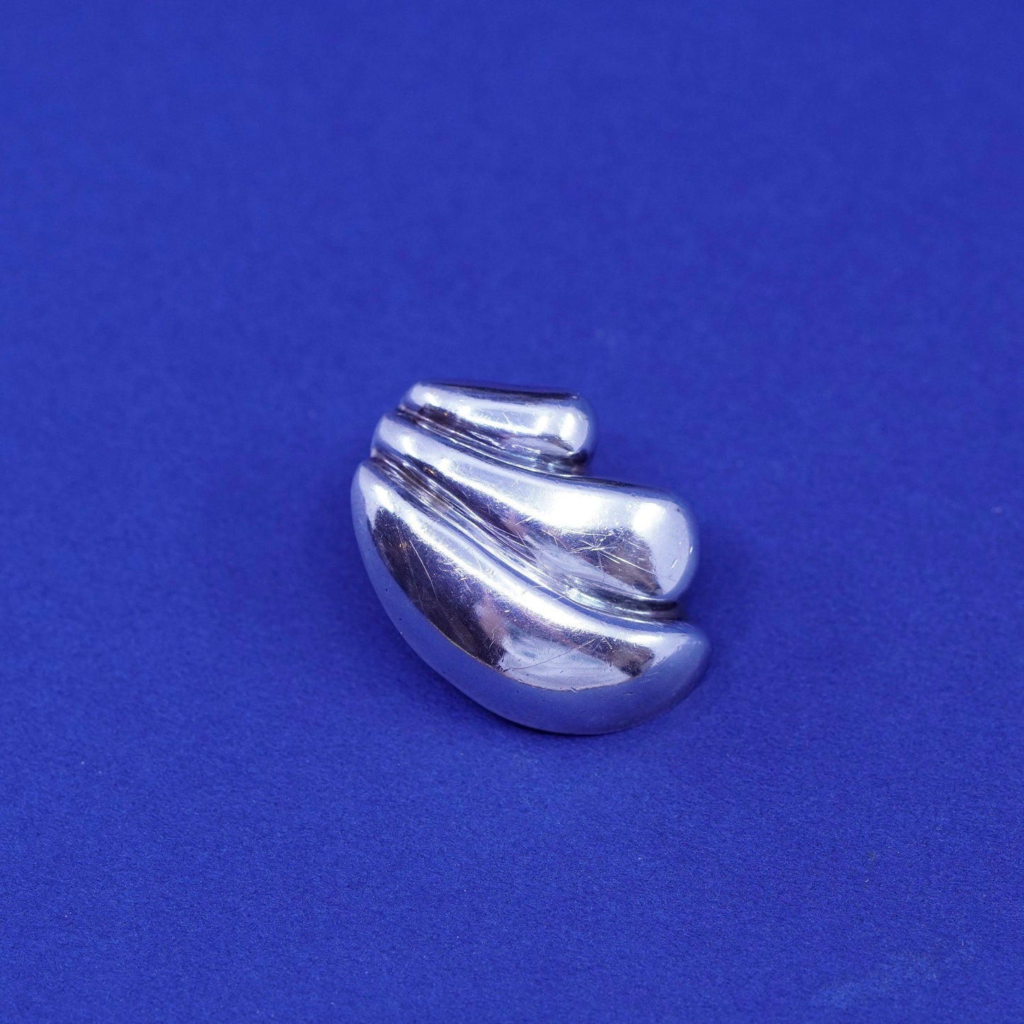 Vintage Barra Sterling silver handmade earrings, 925 ribbed clip on