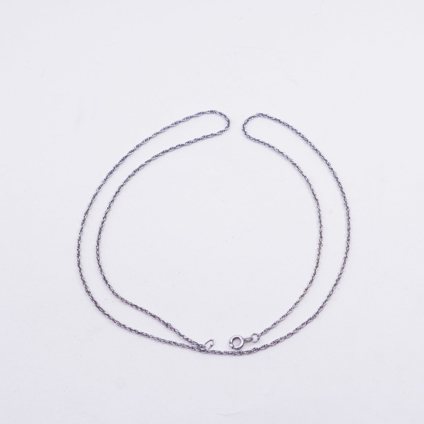 20” 1mm, vintage sterling silver necklace, 925 Singapore rope chain