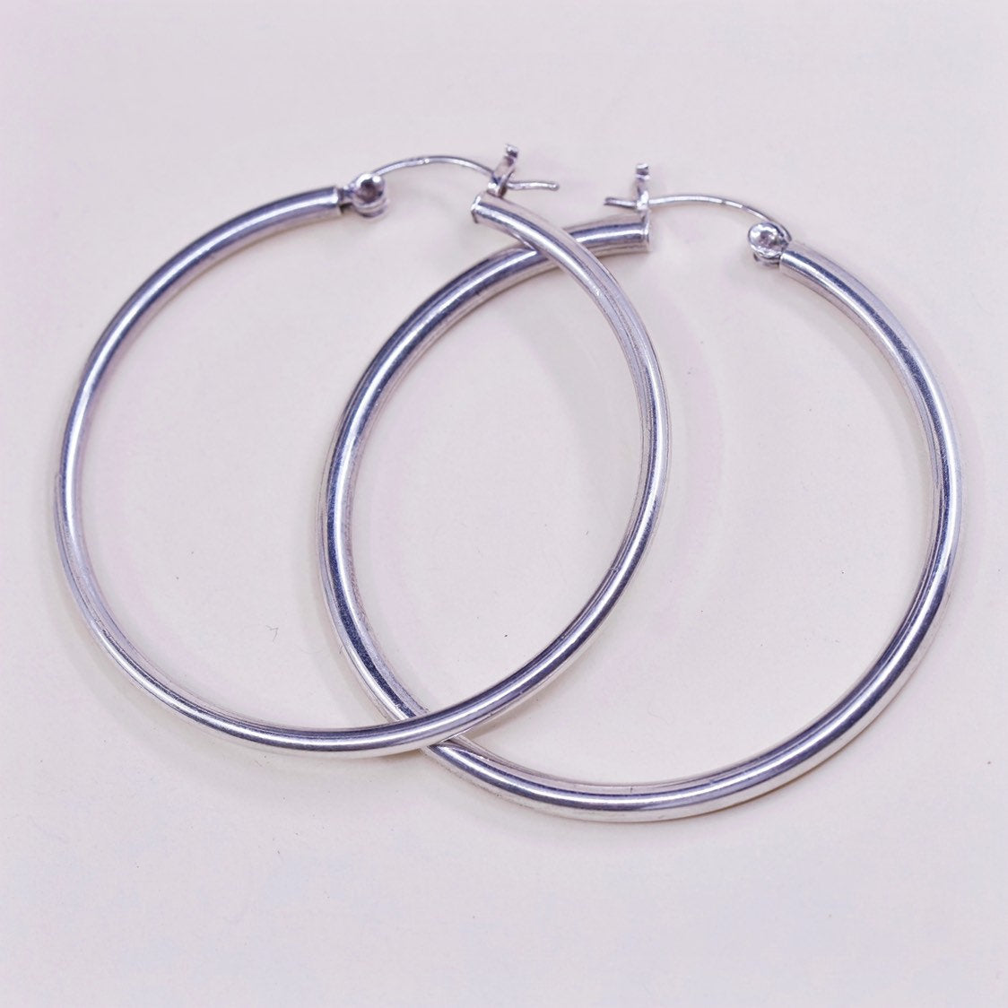 1.75" vtg sterling silver loop earrings, fashion primitive hoops