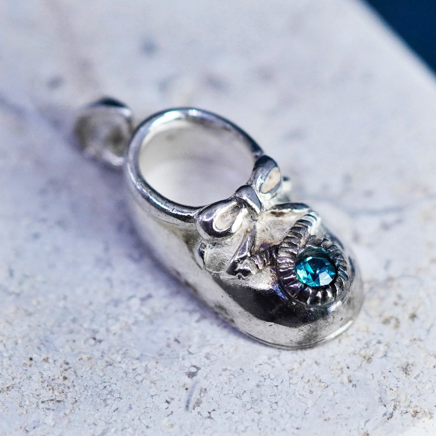 Vintage Sterling silver handmade pendant, 925 baby shoe charm