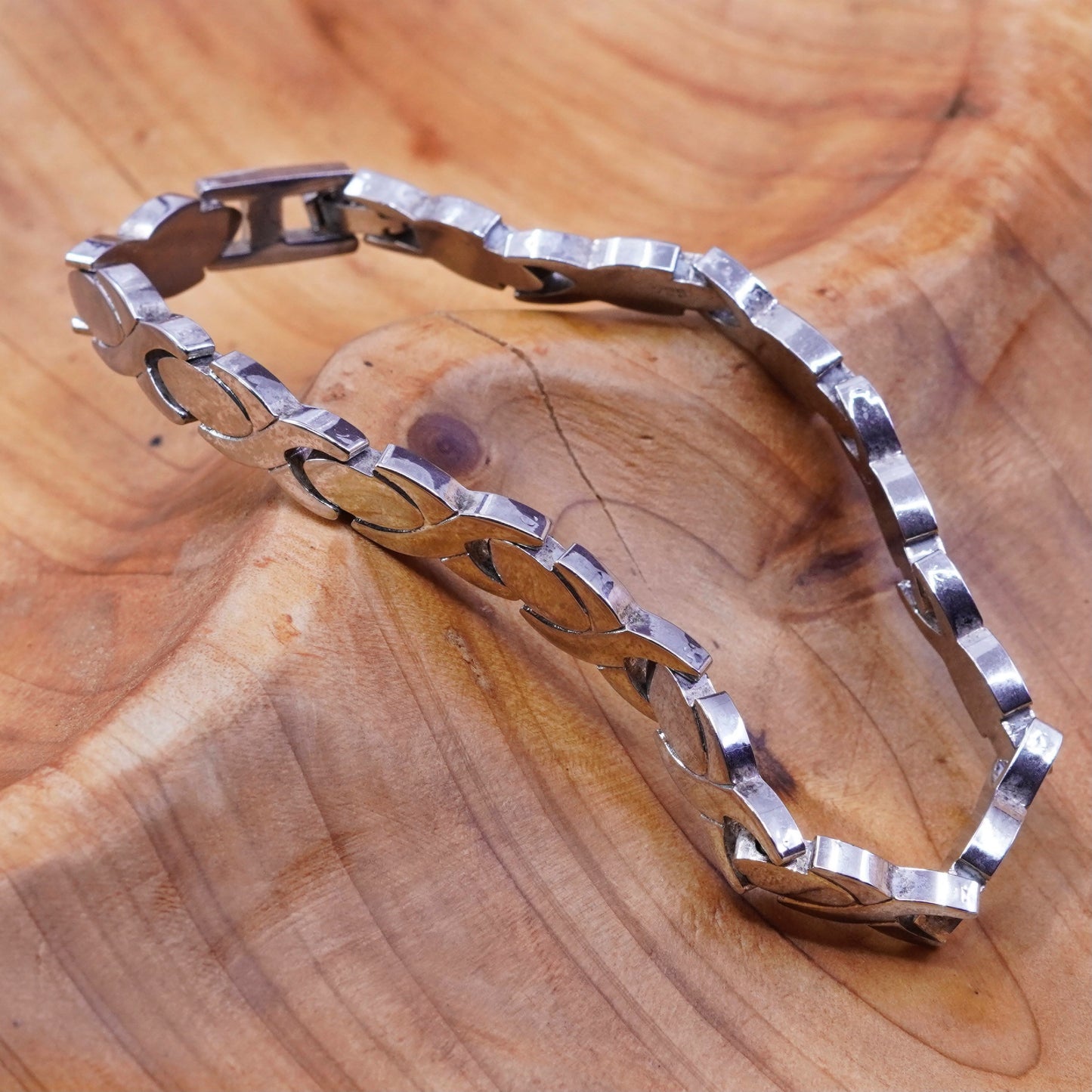 7”, vintage Sterling 925 silver XOXO handmade tennis chain bracelet