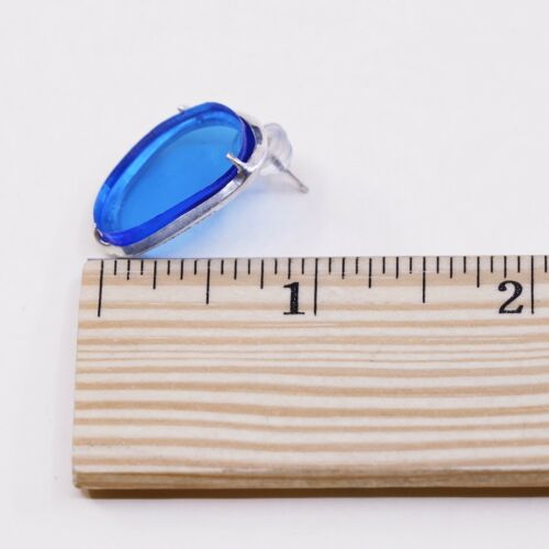 1084 Studio Sterling silver Handmade earrings 925 silver w/ blue Glass studs