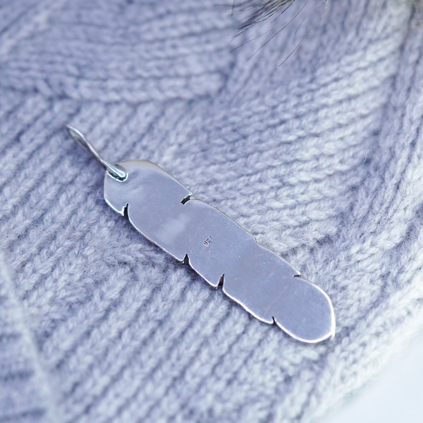 Vintage sterling 925 silver handmade feather pendant charm