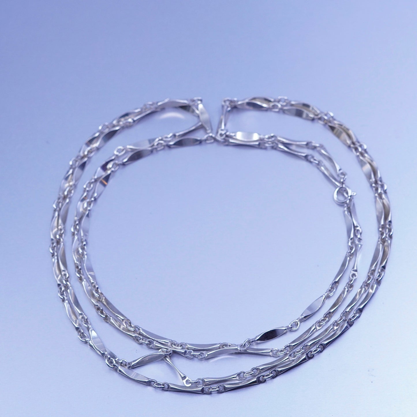 52”, vintage Sterling 925 silver handmade elongated chain extra long necklace