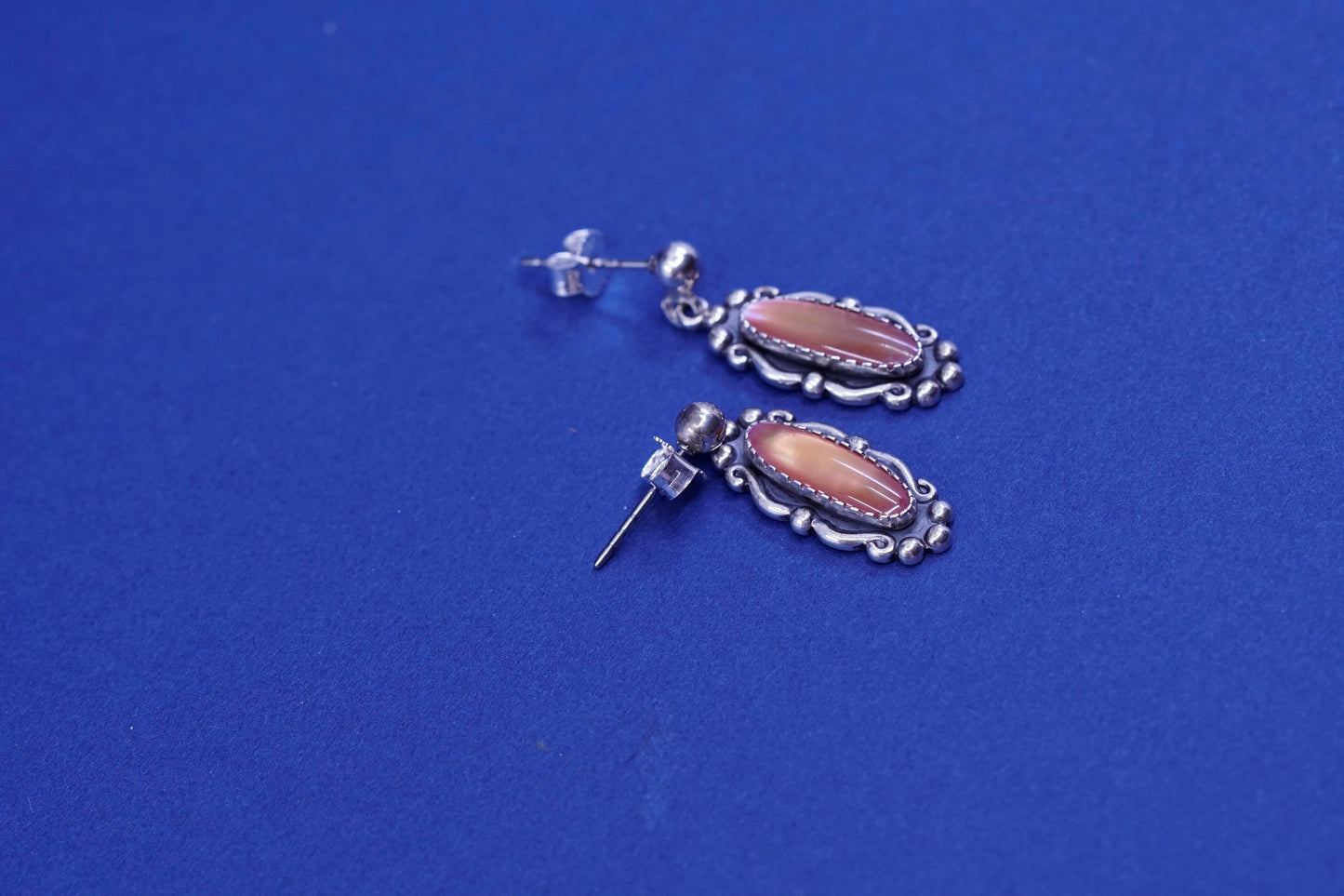 Wheeler sterling silver handmade earrings, 925 with golden tiger eye and Beads