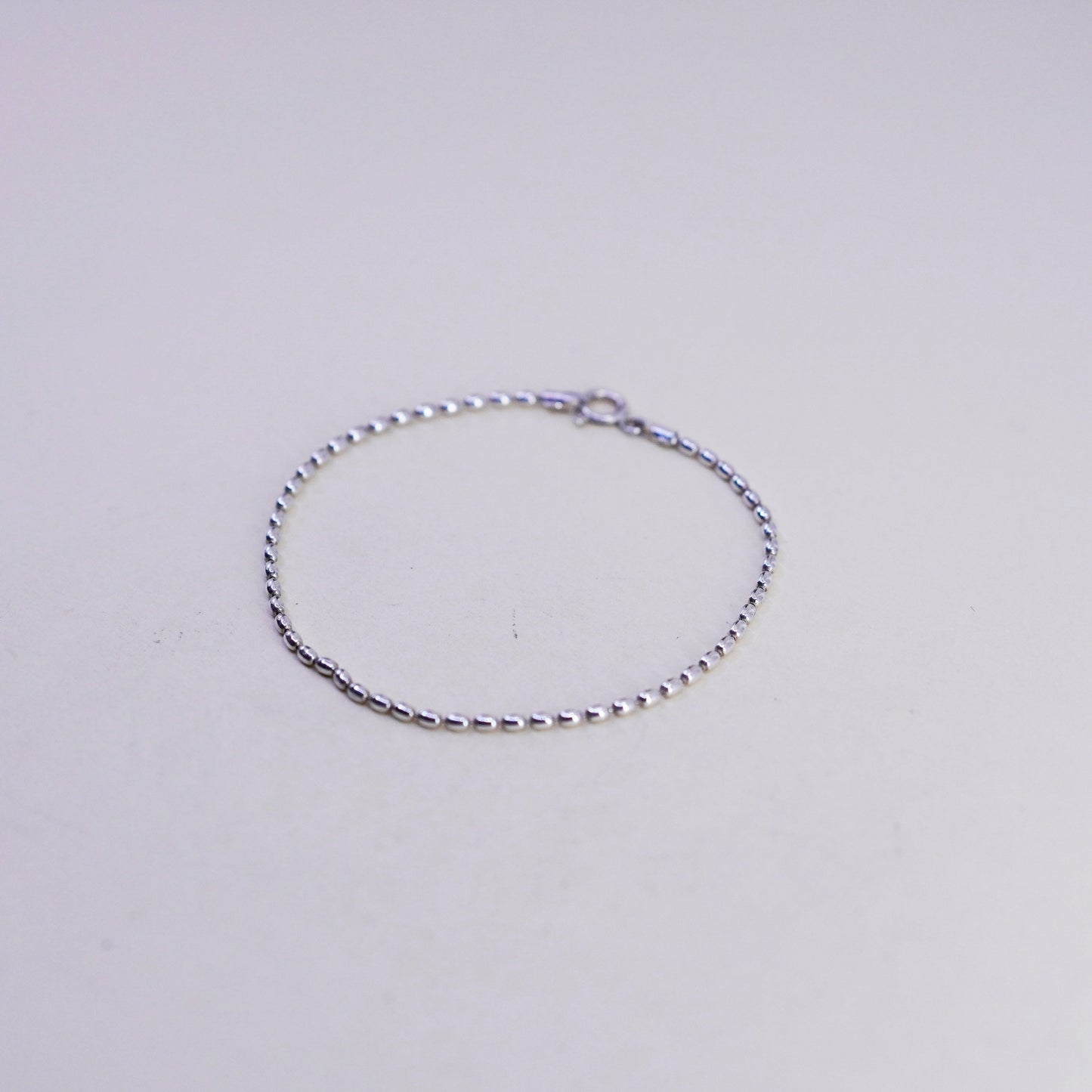 7”, 1mm, Vintage sterling silver bracelet, 925 beads chain