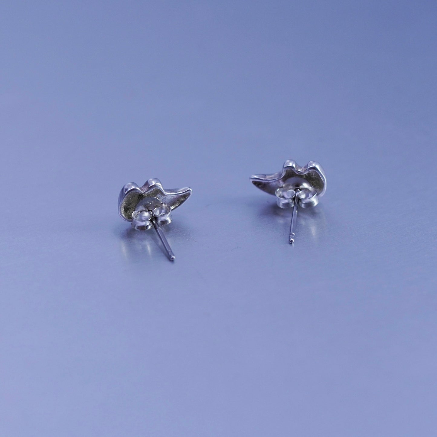 Native American Sterling 925 silver handmade polar bear earrings, studs