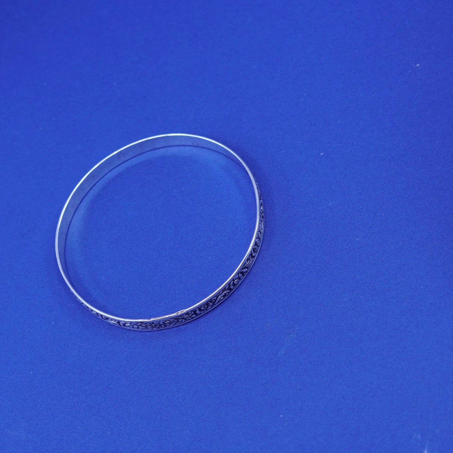 8.25”, danecraft sterling silver handmade bracelet, 925 floral textured bangle