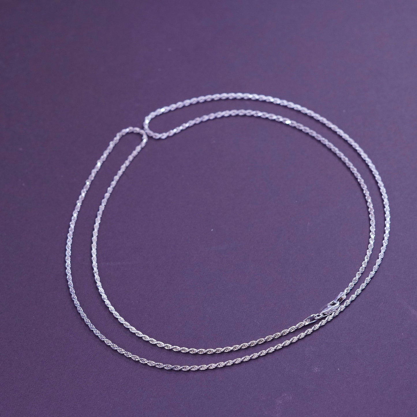 30”, 2mm, vintage Sterling silver necklace, Italy 925 rope chain