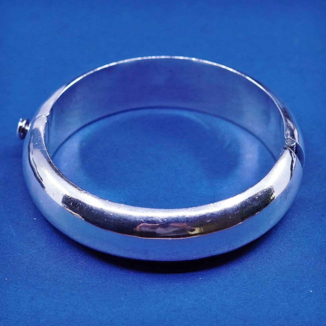 7.25", mexico sterling silver handmade bracelet, wide 925 hinged bangle