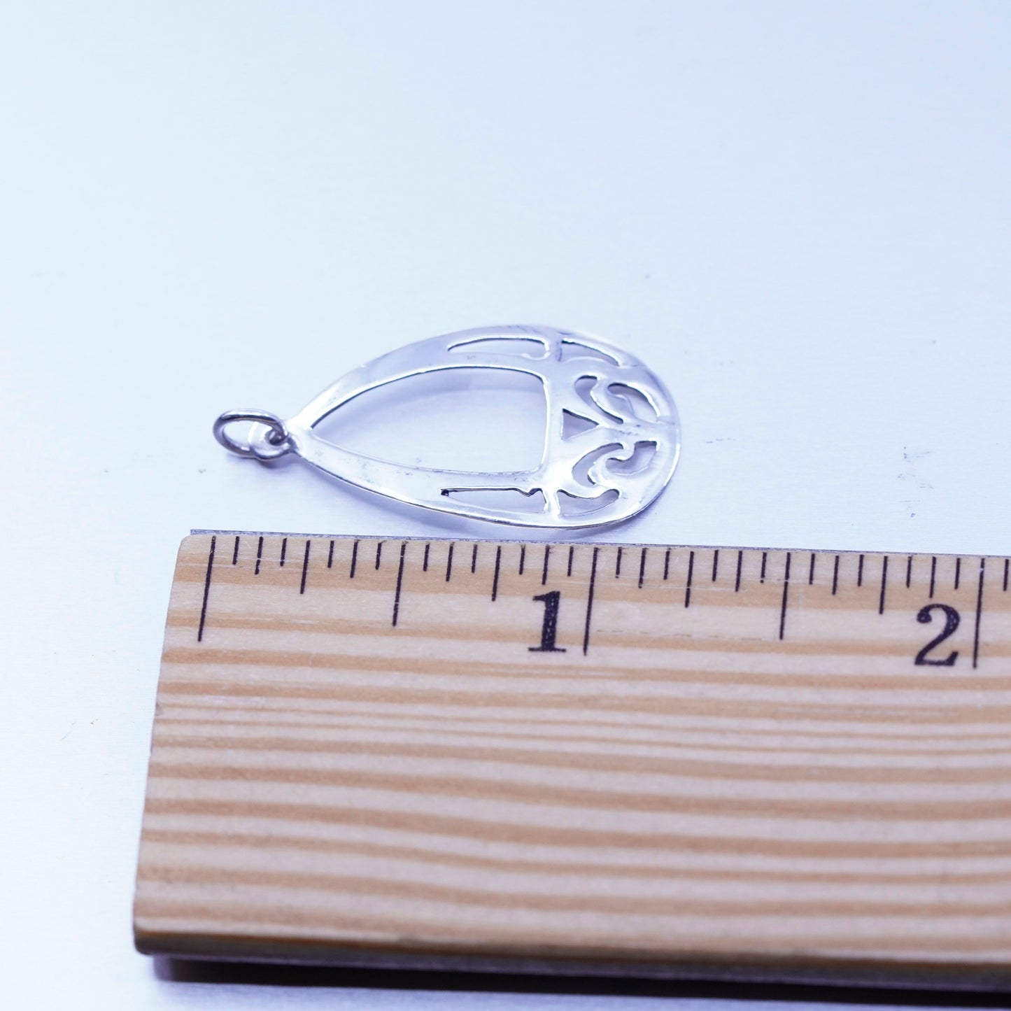 Vintage sterling 925 silver handmade filigree teardrop pendant charm