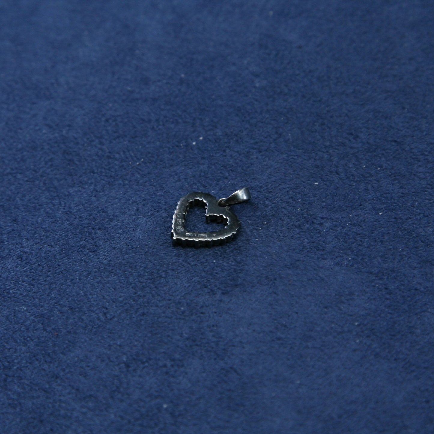 vtg Sterling silver handmade pendant, 925 heart w/ marcasite N crystal