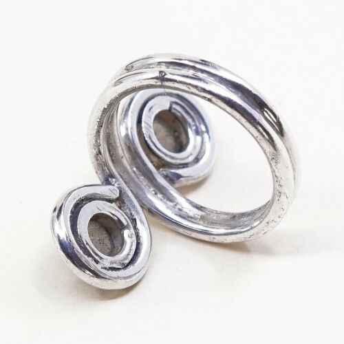 Size 6, Vintage Sterling Silver Handmade Ring, Solid 925 Swirl With Moonstone