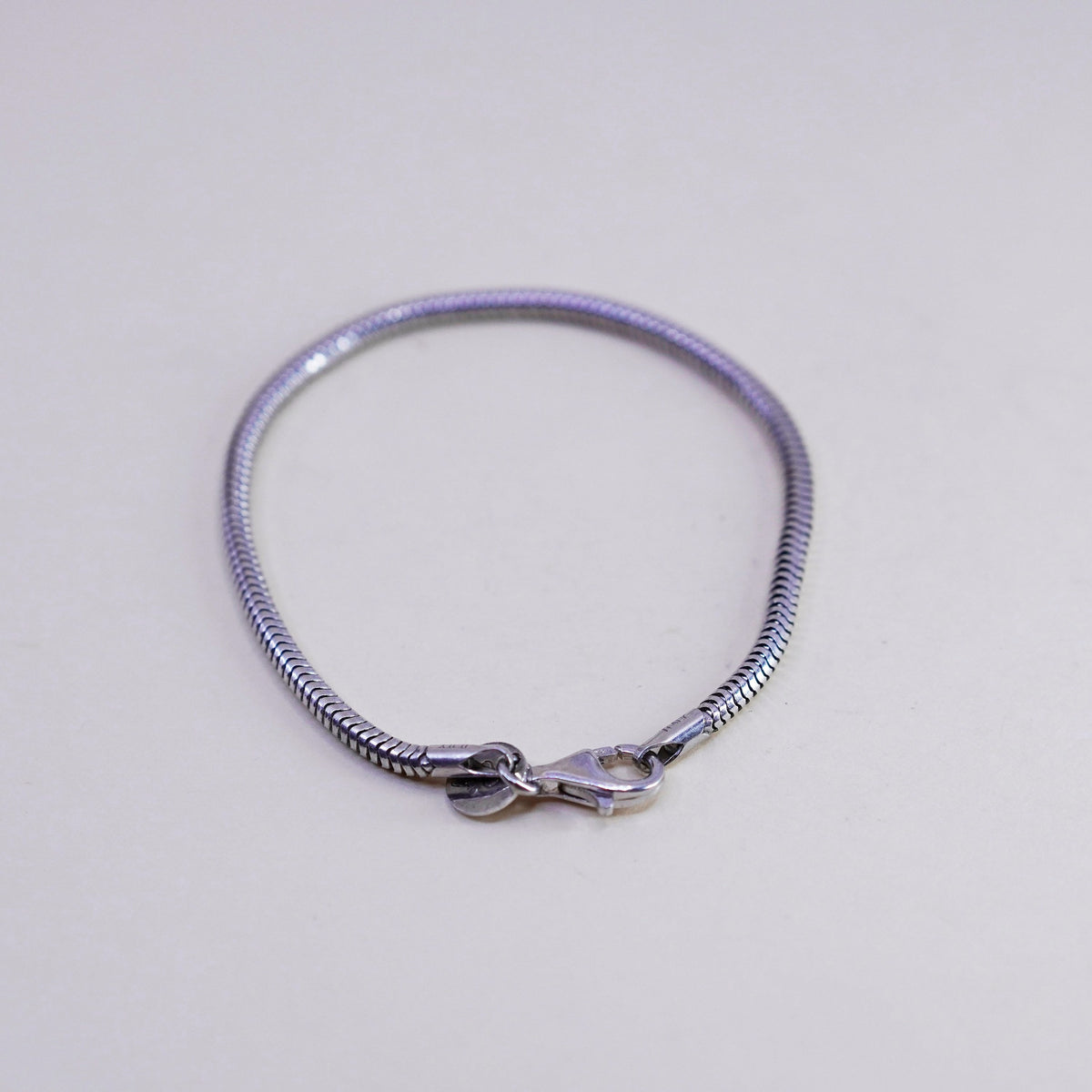 7.25”, 3mm, vintage Italy Sterling 925 silver bracelet, bold snake chain