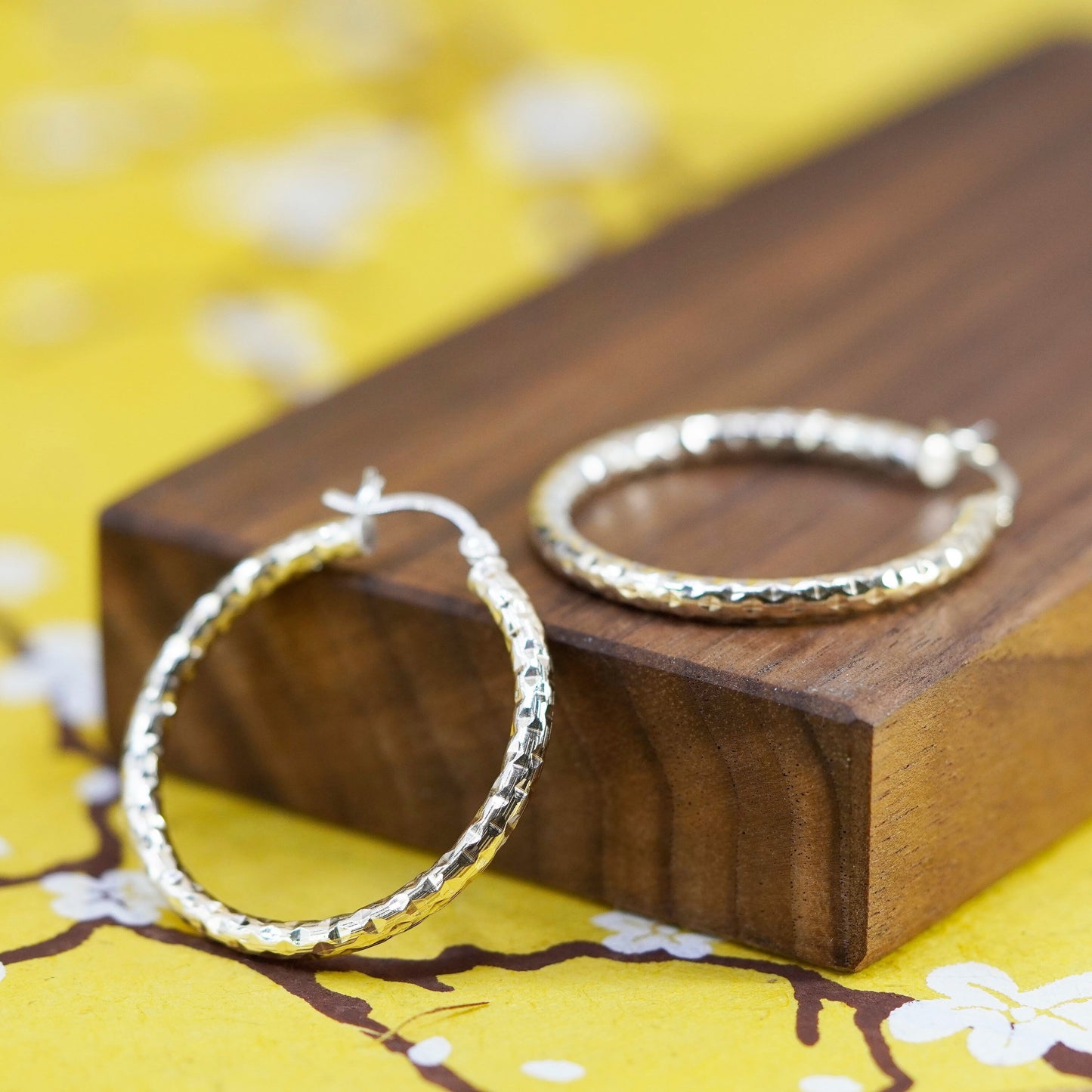 1.25”, vermeil gold over Sterling silver hoops, textured 925 huggie earrings
