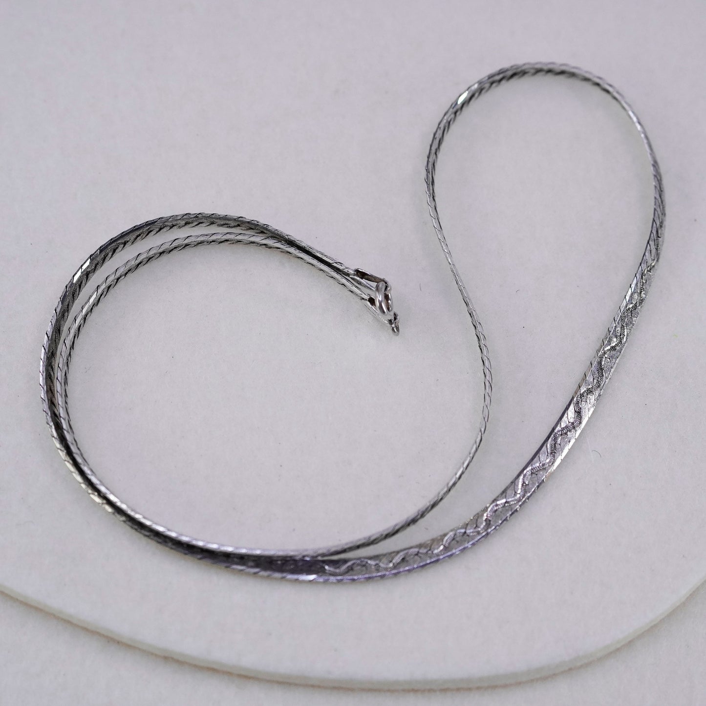 20” 5mm, vintage Italy Sterling 925 silver textured herringbone chain necklace