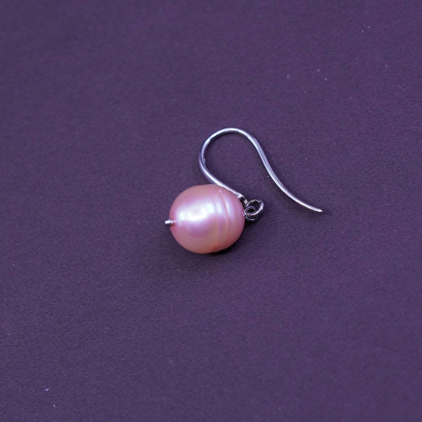 Vintage FL Sterling silver handmade earrings, 925 hooks with pink pearl drops