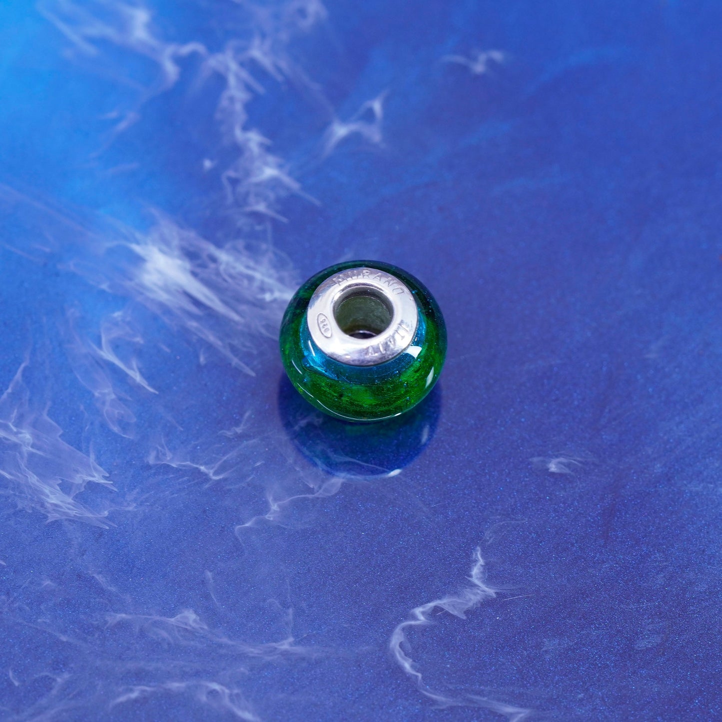 Sterling silver handmade bead pendant, solid 925 silver charm with Murano glass