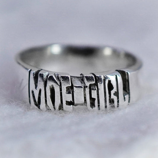 Size 7, vintage sterling silver handmade ring, 925 moe girl band