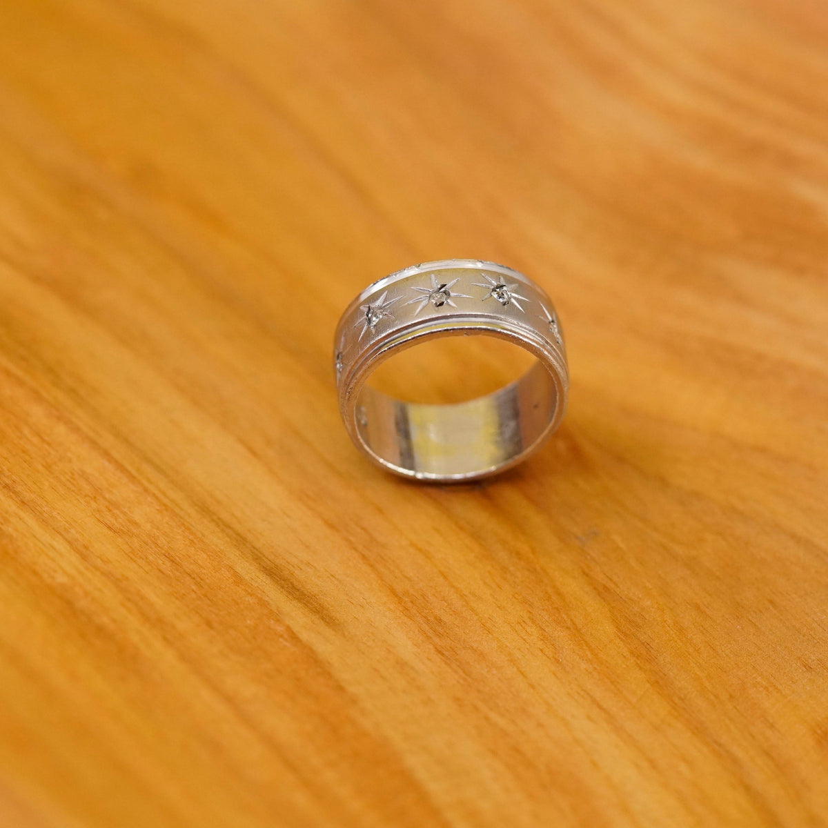 Size 6.5, vintage Sterling silver handmade ring, 925 star band