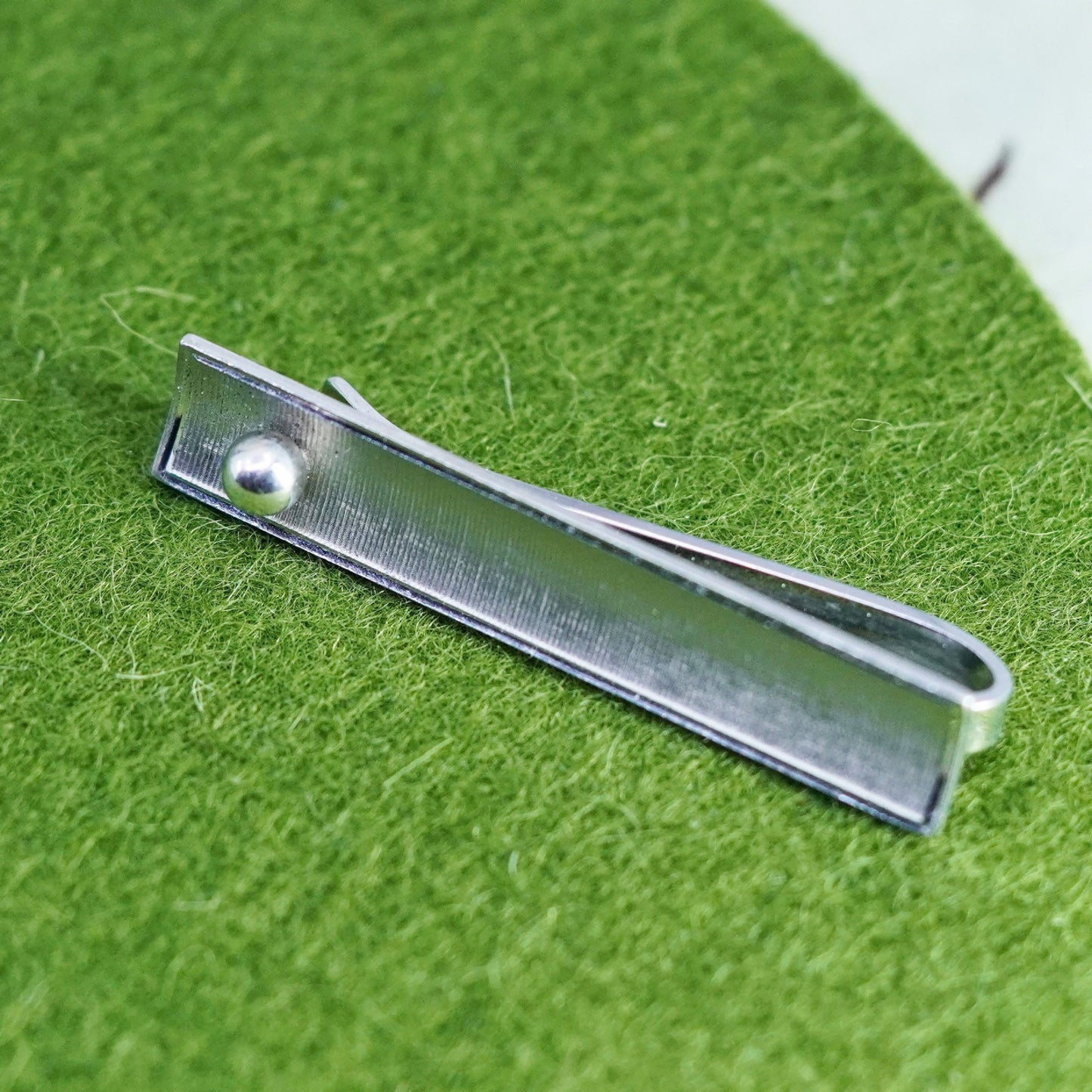 1.5”, Vintage Wells sterling 925 silver handmade tie clip with beads