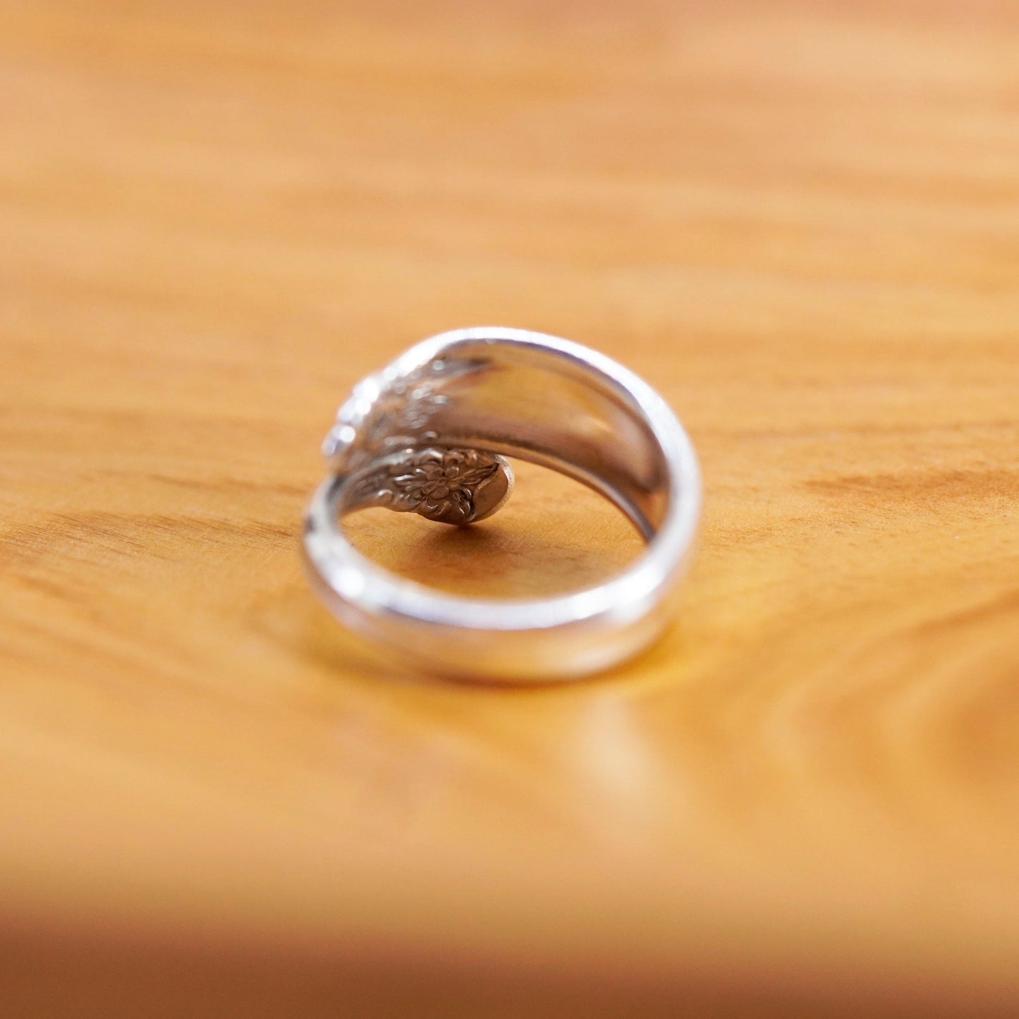 Size adjustable, prelude Sterling silver handmade wrap band, 925 spoon ring