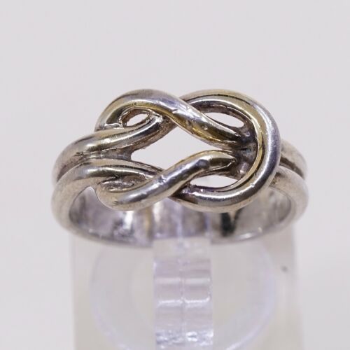 Sz 6.5, Vtg Danecraft Sterling Silver Handmade Ring 925 Band Entwined Knot,