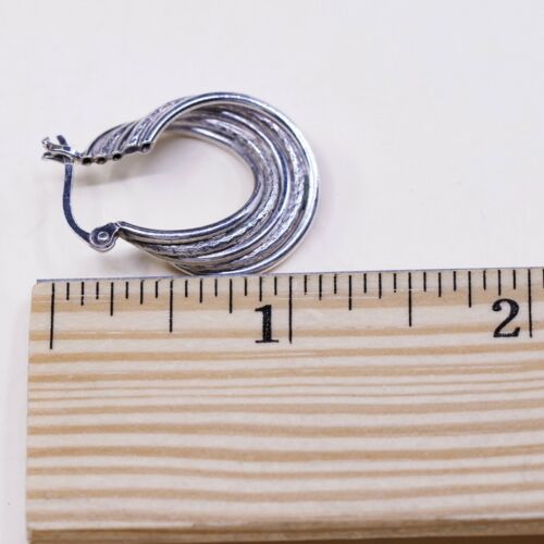 1”, Vtg Sterling Silver Handmade Hoops, Italy 925 Twisted earrings, Huggie
