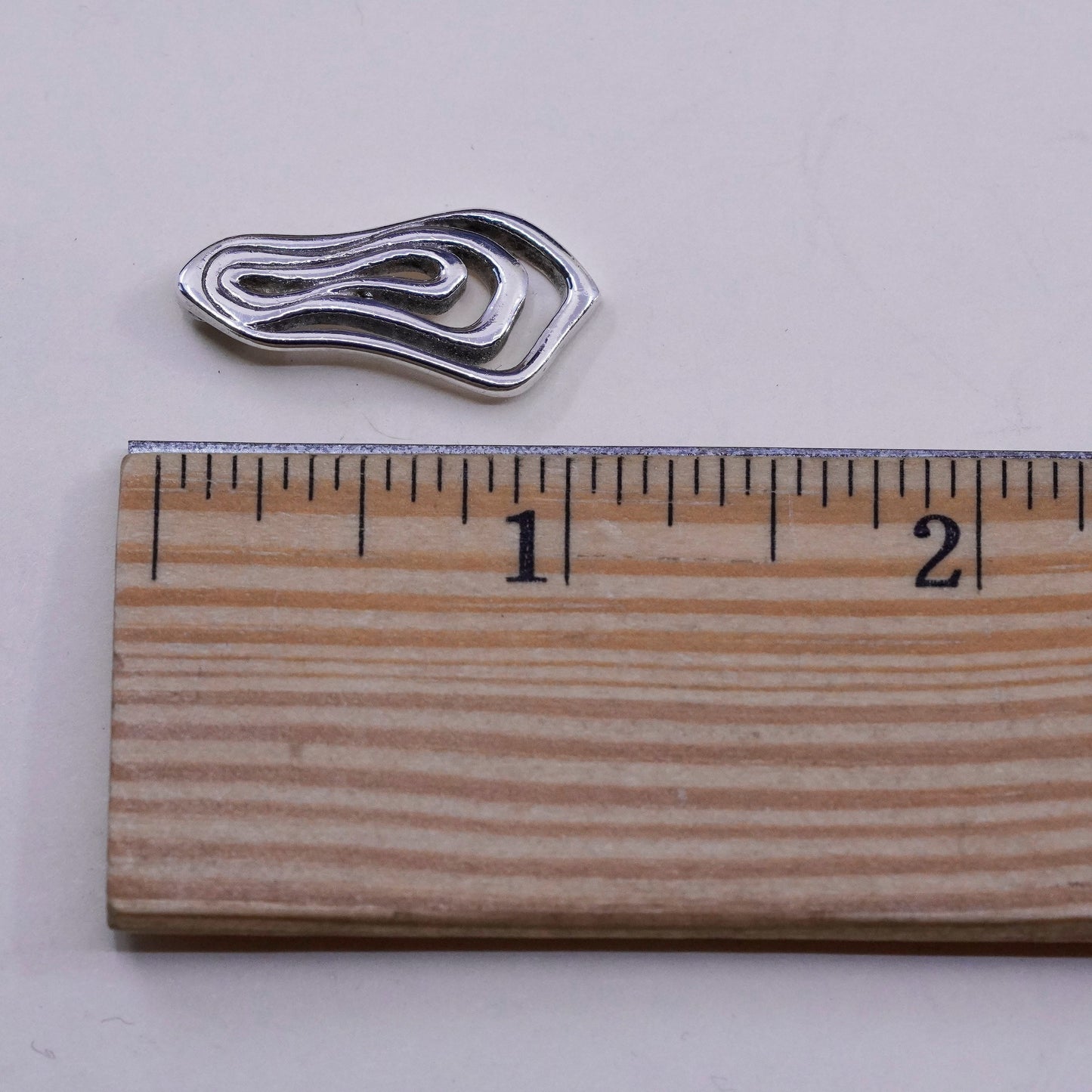 Vintage modern sterling silver handmade pendant, 925 lines