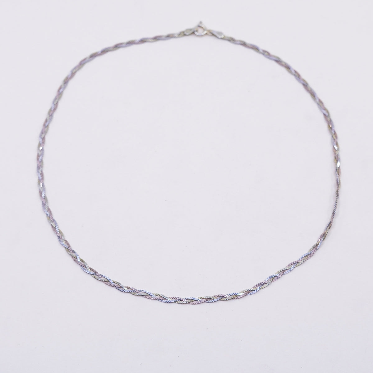 16”, vermeil gold over sterling silver necklace, 925 woven braided s link chain