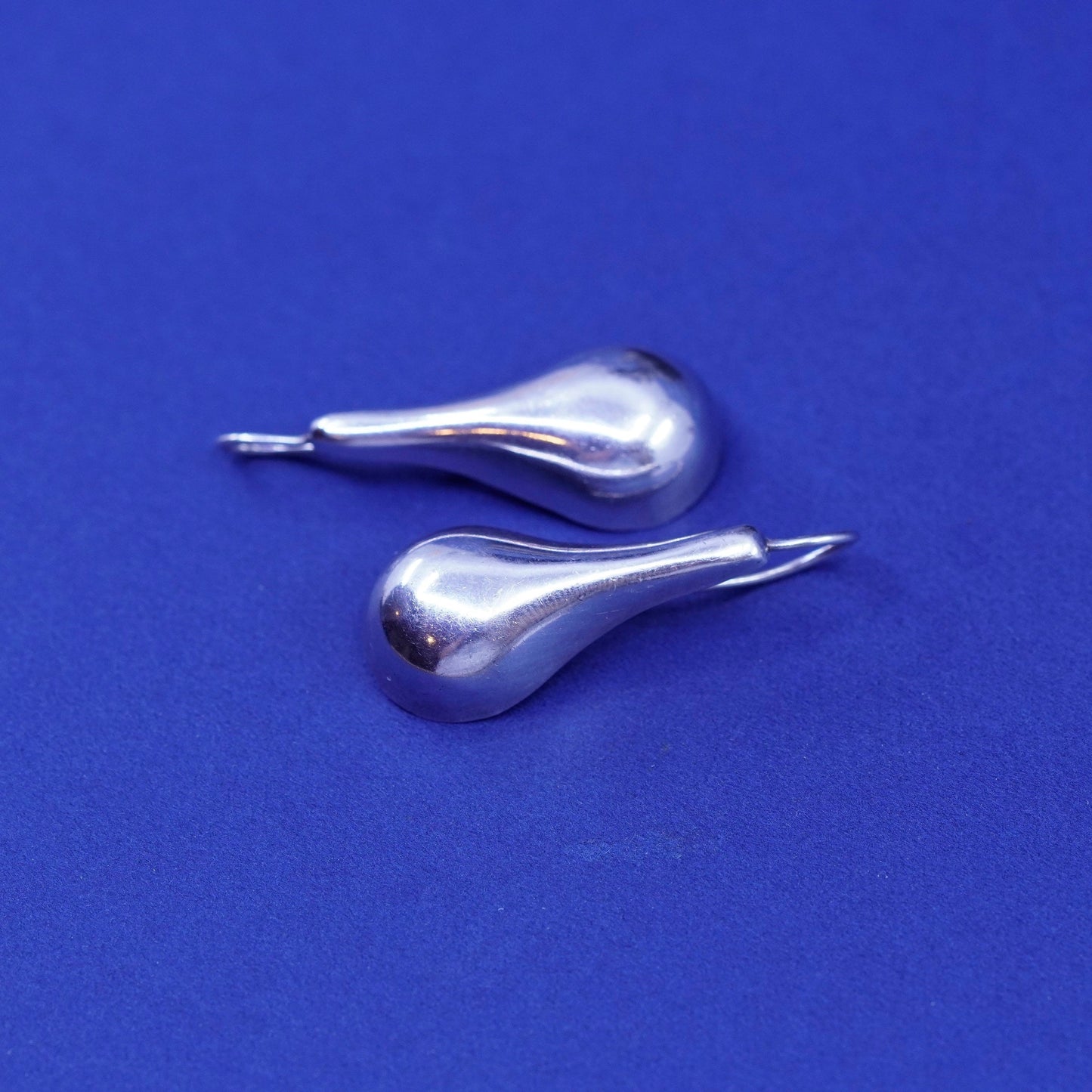 Vintage sterling silver handmade earrings, minimal 925 teardrop drops