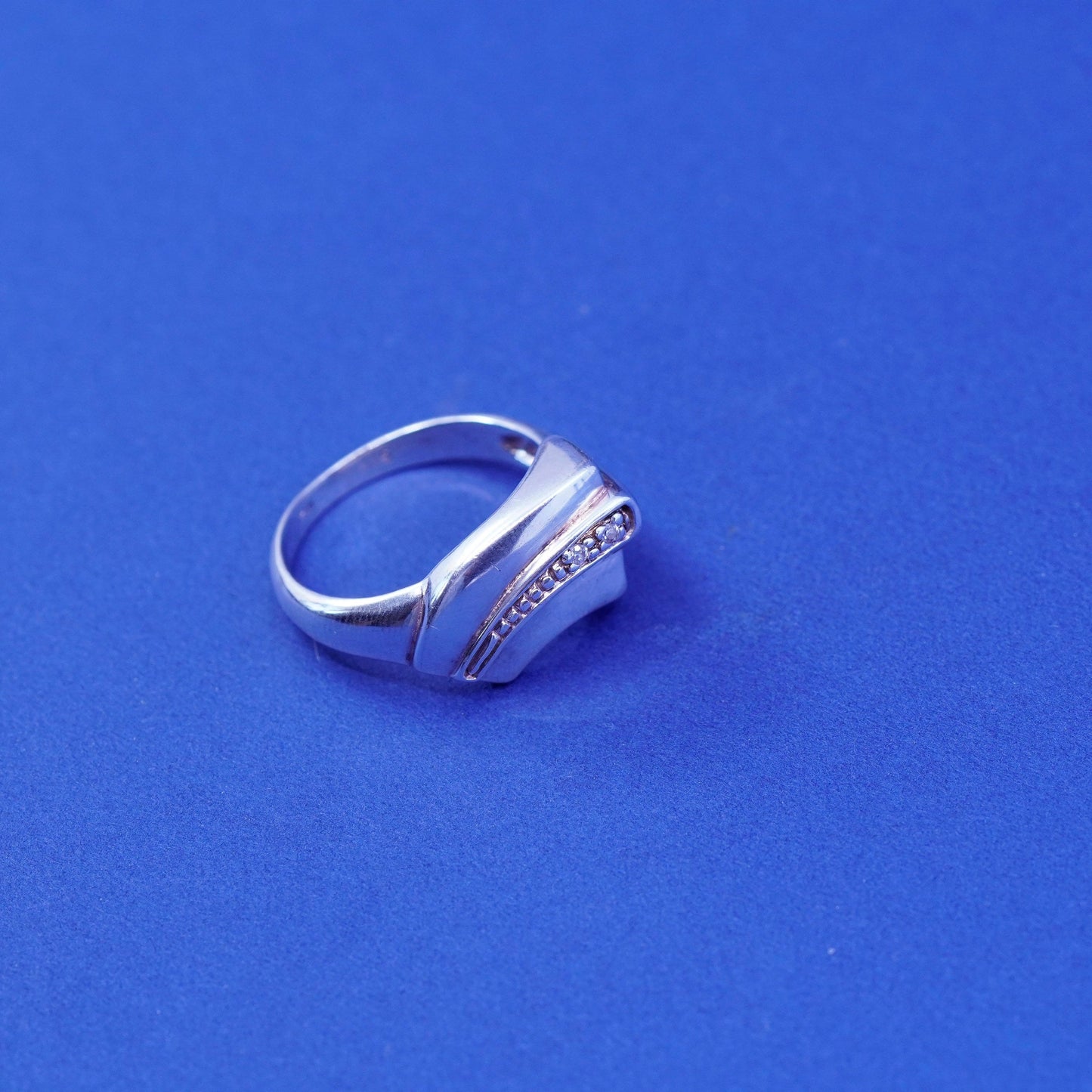 Size 9, vintage BLJ Sterling silver engagement ring, 925 band with clear cz
